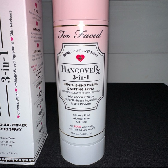 NIB 4 FL OZ. TOO FACED HANGOVER RX 3-in-1 Replenishing Primer & Setting Spray - Picture 2 of 5